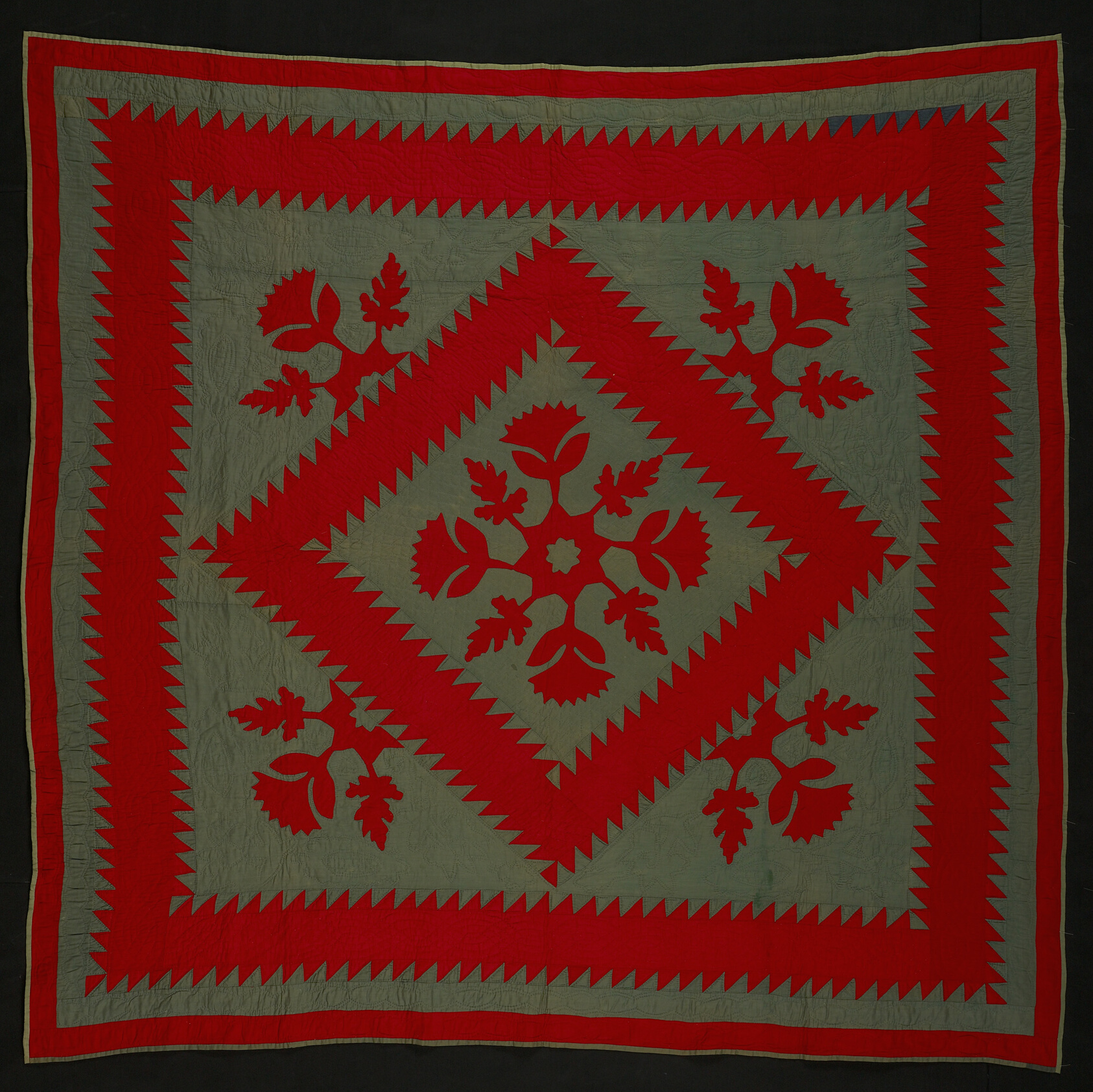"Sawtooth" or "Jagged Square" Quilt